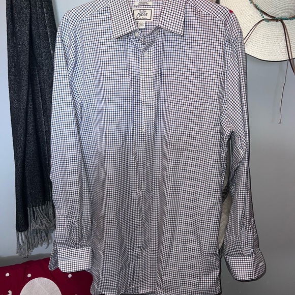 Jos. A. Bank Men's Checkered Shirt - Blue and White - A1 - Picture 1 of 3